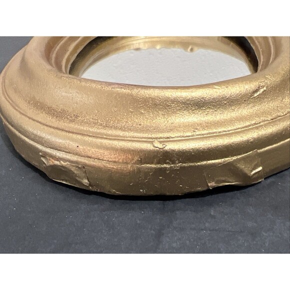 Gold Gilt Ornate Plaster Wall Mirror Rococo Baroque Style Oval Small Vintage - Picture 6 of 16